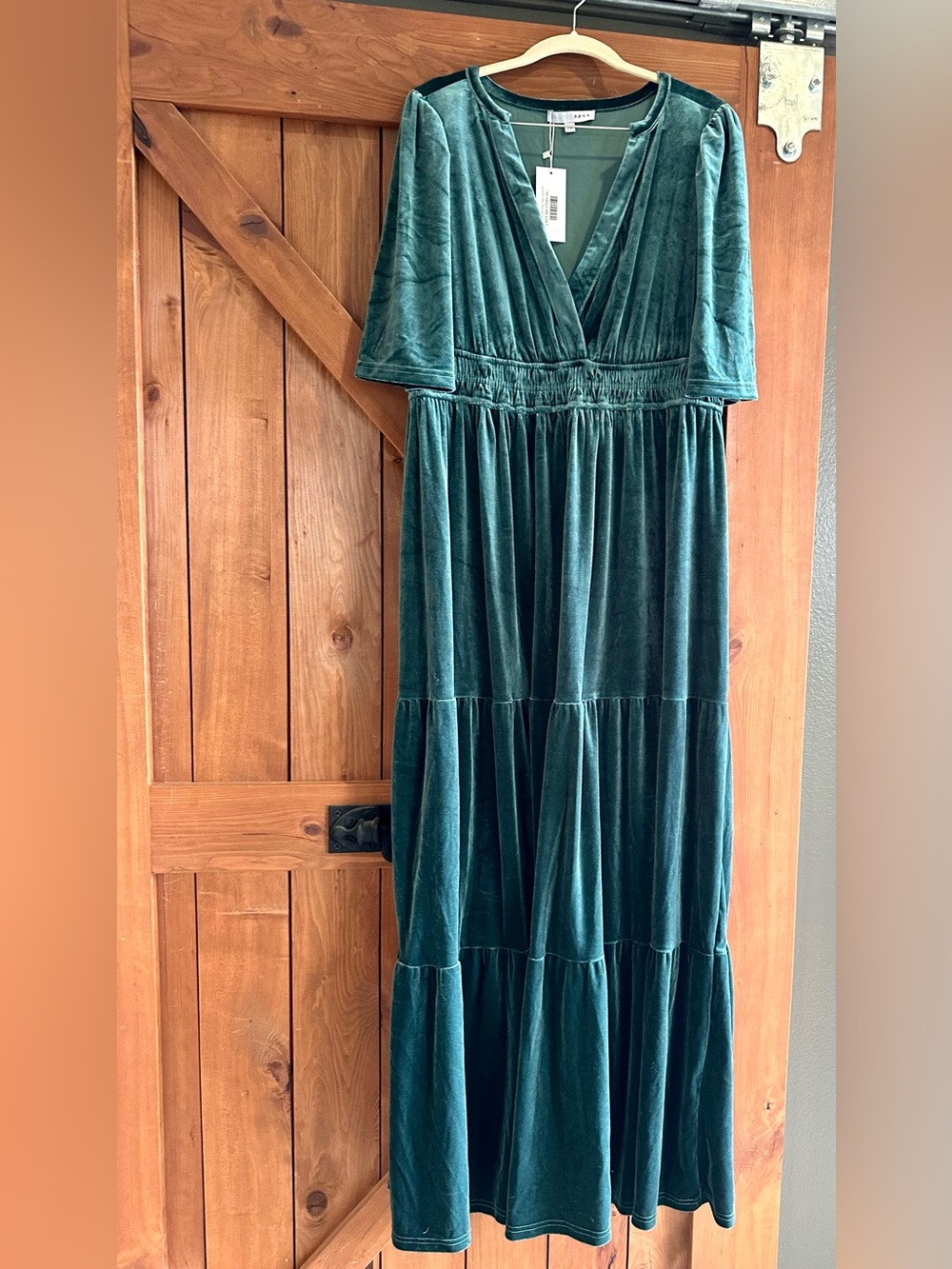 Baltic Born green Velvet Surplice Dress